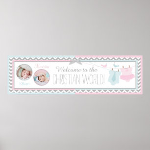 Poster Bannière Baptême d'impression de cravate et Tutu e