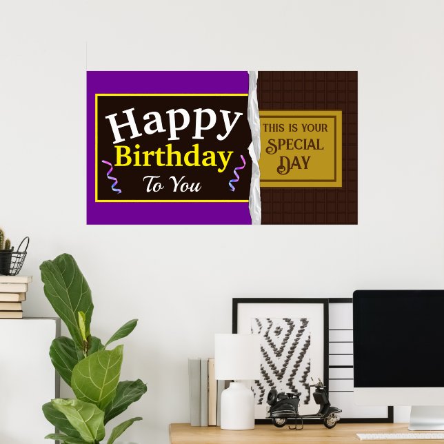 Poster Bannière d'anniversaire de la barre chocolatée per (Bureau à domicile)