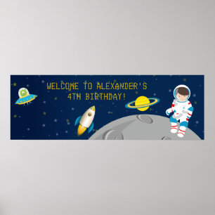 Poster Bannière d'anniversaire de l'astronaute spatial