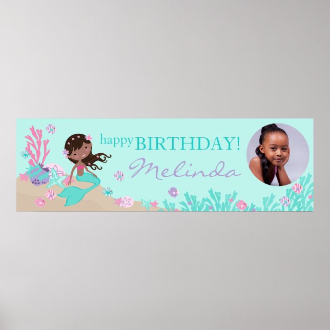 Poster Bannière d'anniversaire d'une sirène africaine (Devant)