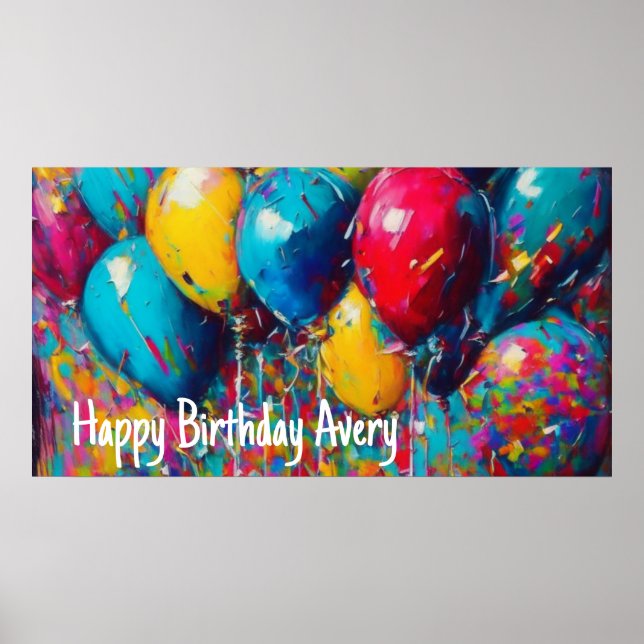 Poster Bannière d'anniversaire personnalisée | Ballons co (Devant)
