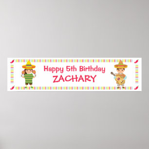 Poster Bannière d'anniversaire pour fête mexicaine musica