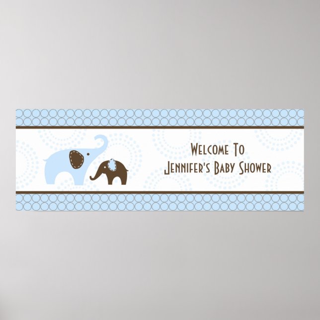 Poster Bannière de Baby shower bleu élimé (Devant)