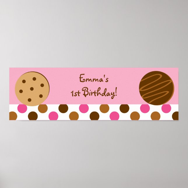 Poster Bannière de Baby shower de biscuits et de lait (Devant)