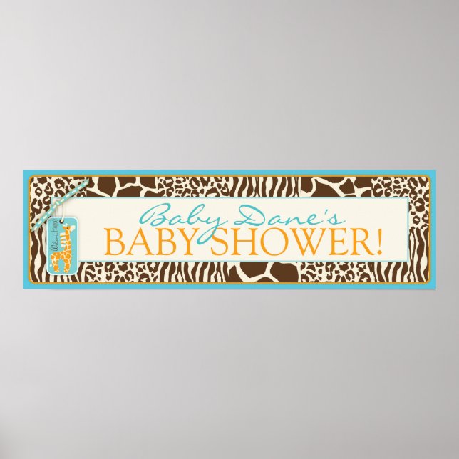 Poster Bannière de Baby shower Safari Giraffe (Devant)