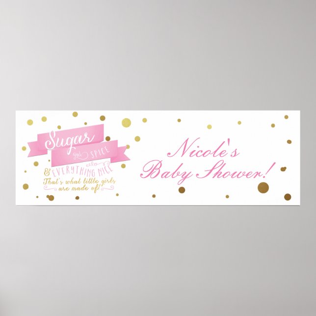 Poster Bannière de Baby Shower Sugar & Spice & Everything (Devant)