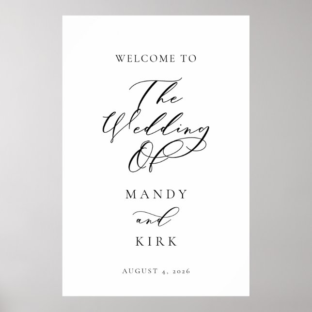 Poster Bannière de bienvenue de mariage à l'écriture mini (Devant)