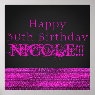 Poster Bannière de fête à paillettes Glam moderne rose et