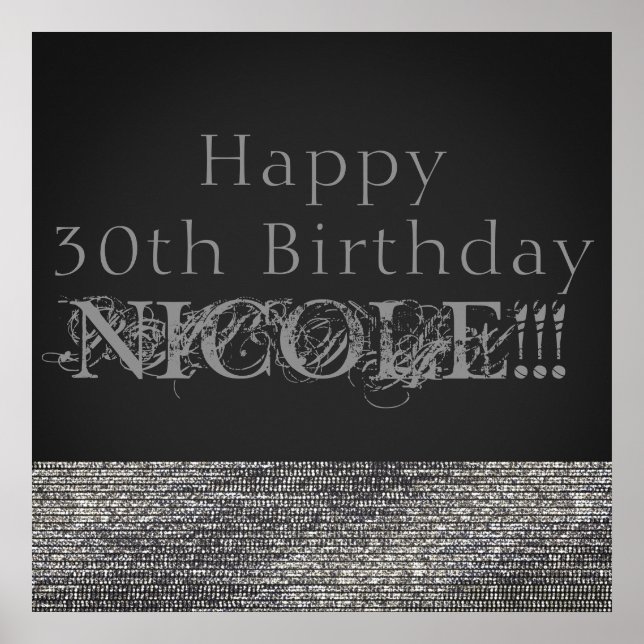 Poster Bannière de fête à paillettes Modern Glam Silver S (Devant)