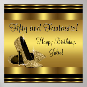 Poster Bannière de fête d'anniversaire à talons hauts en 