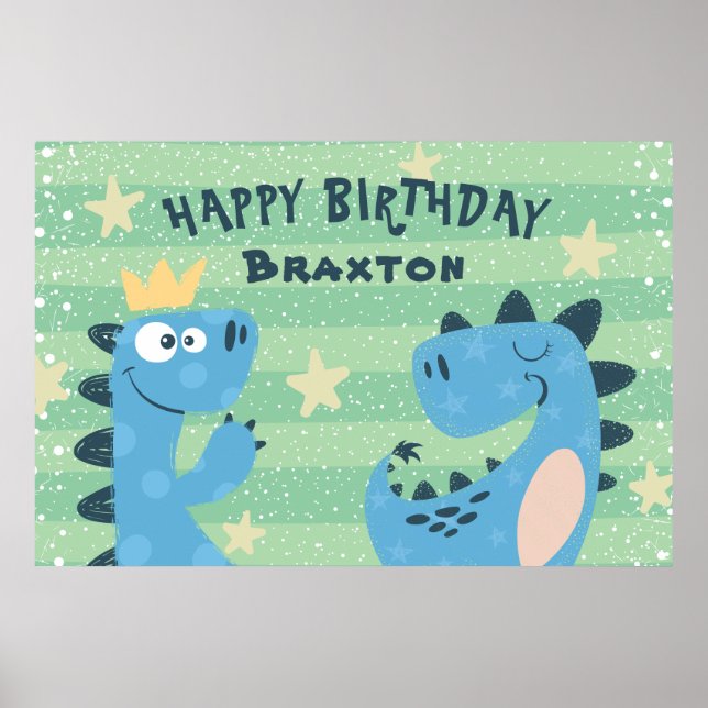 Poster Bannière de fête d'anniversaire des Dinosaures (Devant)