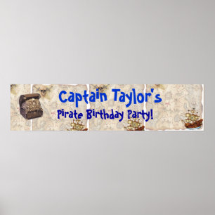 Poster Bannière de fête d'anniversaire du Pirate
