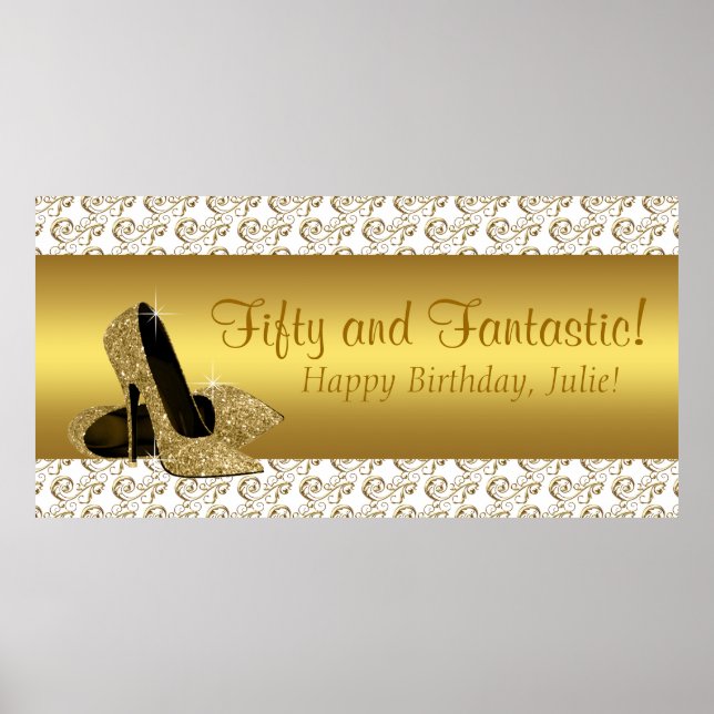Poster Bannière de fête d'anniversaire Elegant Gold High  (Devant)