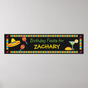 Poster Bannière de fête d'anniversaire mexicaine