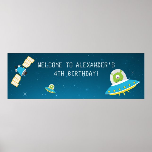 Poster Bannière de fête d'anniversaire pour Alien de l'es (Devant)