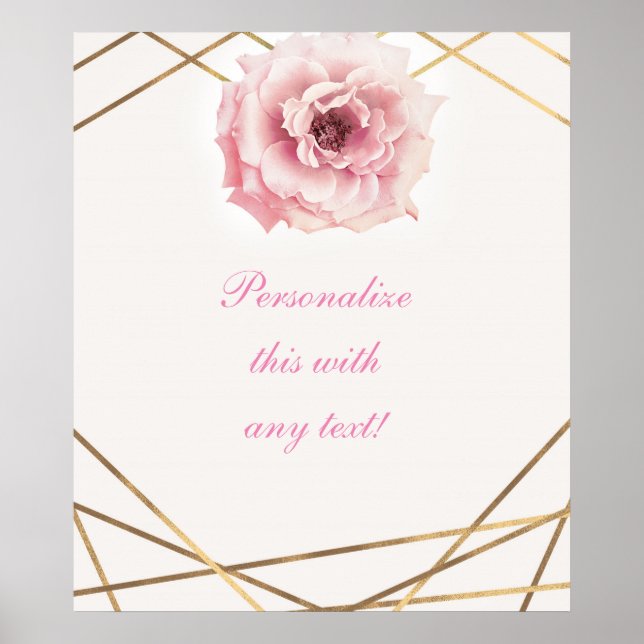 Poster Bannière de Fête des mariées élégante rose & or Fl (Devant)