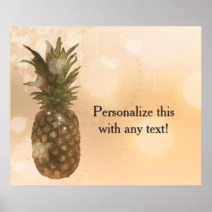Poster Bannière de fête élégante Glam Golden Pineapple Ar