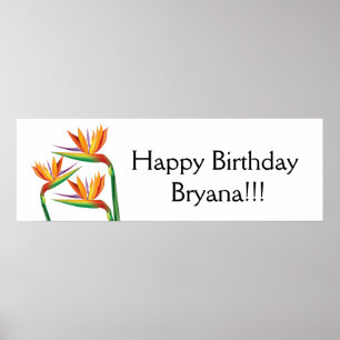 Poster Bannière de fête florale tropicale de l'oiseau de 