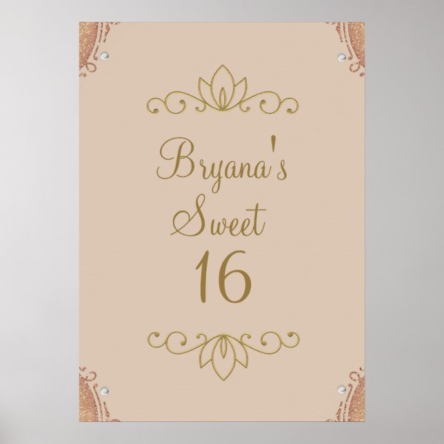 Poster Bannière de fête personnalisée élégante et chic ro (Devant)