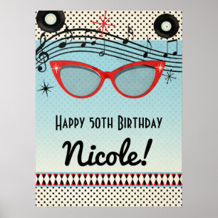 Poster Bannière de fête rétro vintage des années 50