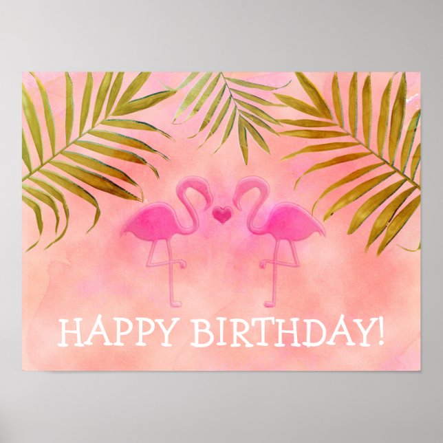 Poster Bannière de fête tropicale de plage avec deux flam (Devant)