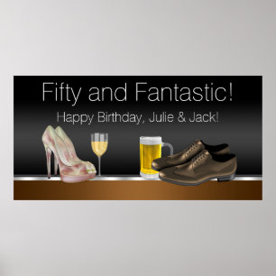 Poster Bannière de la fête d'anniversaire de l'homme et d