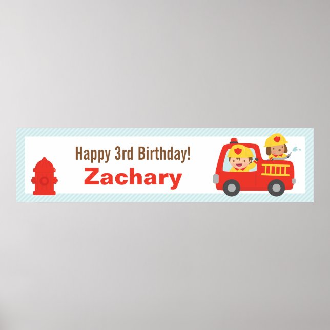 Poster Bannière de la fête d'anniversaire du Camion rouge (Devant)
