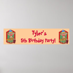 Poster Bannière de la fête d'anniversaire du singe