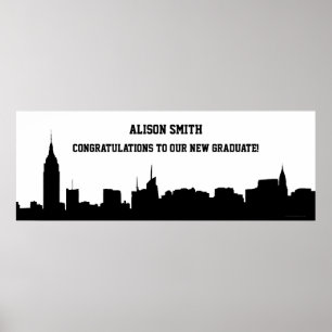 Poster Bannière de la soirée de graduation Silhouette Sky
