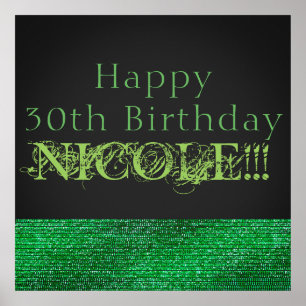 Poster Bannière de la soirée Glam Sequin moderne Lime Gre