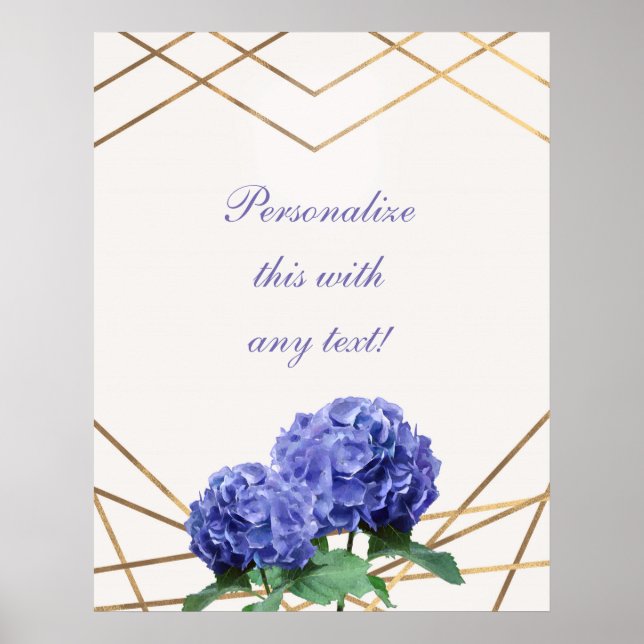 Poster Bannière de mariage florale élégante Hydrangea et  (Devant)