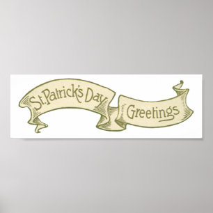Poster Bannière dorée de vœux de la Saint-Patrick vintage