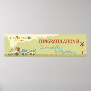 Poster Bannière du Baby shower du train Choo Choo