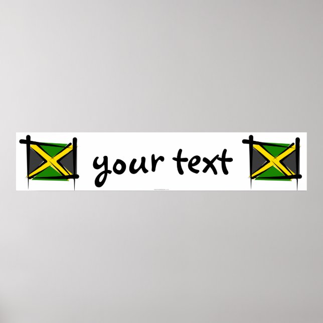 Poster Bannière du drapeau jamaïcain (Devant)