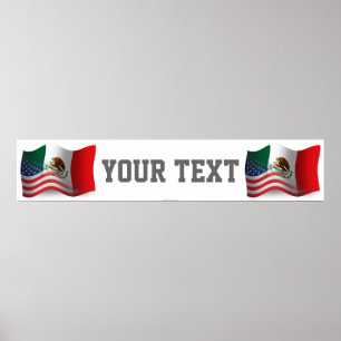 Poster Bannière du drapeau mexicain-américain