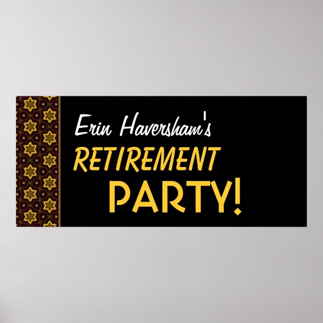 Poster Bannière du parti de retraite Nom personnalisé Or  (Devant)