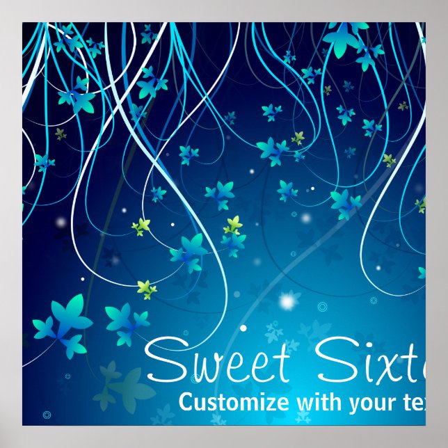 Poster Bannière du sweet sixteen Turquoise Blue Swils Par (Devant)