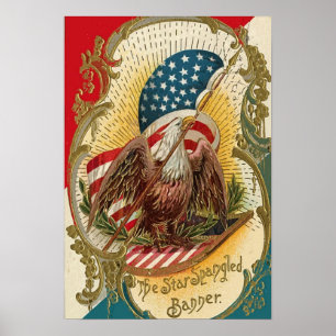 Poster Bannière étoilée Bald Eagle Art Print