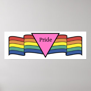 Poster Bannière Gay pride triangle rose arc-en-ciel