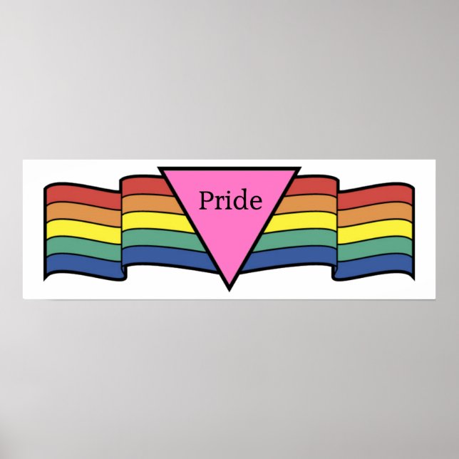 Poster Bannière Gay pride triangle rose arc-en-ciel (Devant)