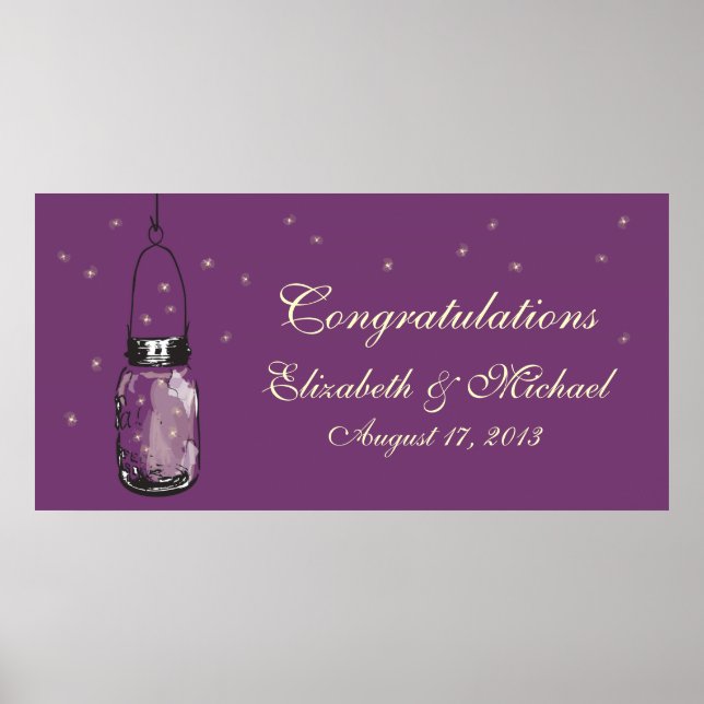 Poster Bannière Mason Jar et Fireflies (Devant)