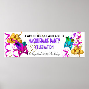 Poster Bannière MASQUERADE Fête d'anniversaire Multicolor