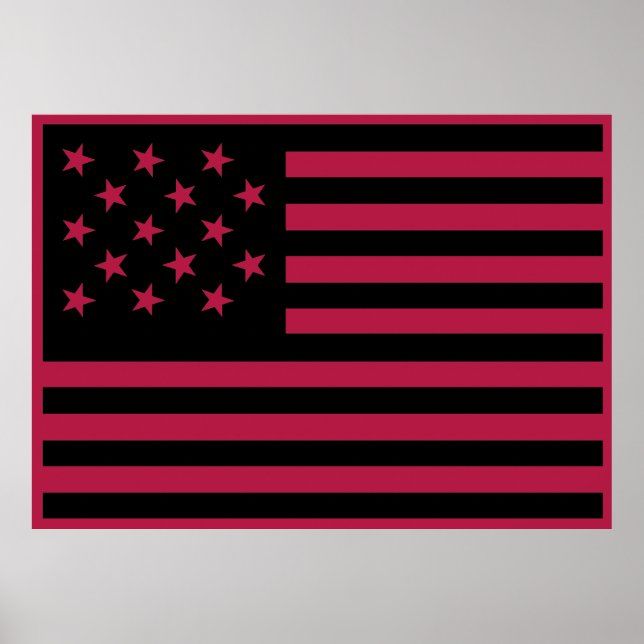Poster Bannière noire épangée par l'étoile drapeau améric (Devant)