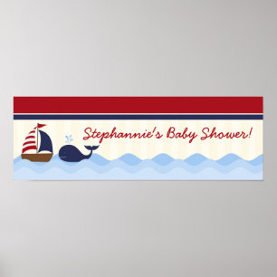 Poster Bannière personnalisée Ahoy Nautical de 22,5 po x 
