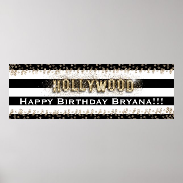 Poster Bannière personnalisée Gold Hollywood noir et blan (Devant)