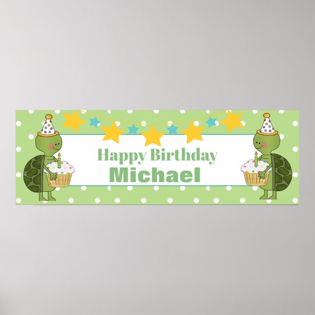 Poster Bannière personnalisée pour tortue d'anniversaire (Devant)