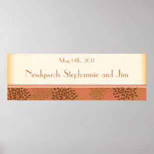 Poster Bannière personnalisée rose / Brown floral de 22,5
