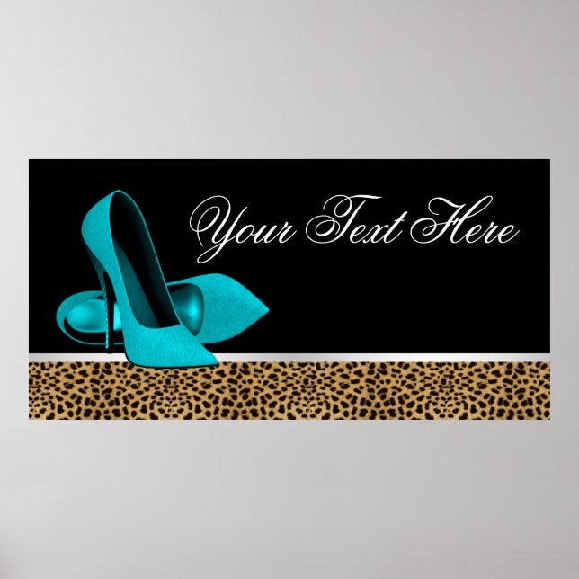 Poster Bannière turquoise Blue High Heel Chaussures Leopa (Devant)