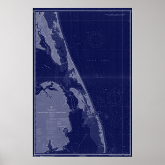 Poster Banques extérieures NC OBX Map Graphique nautique
