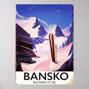 Poster Bansko Bulgarie Pour Skier